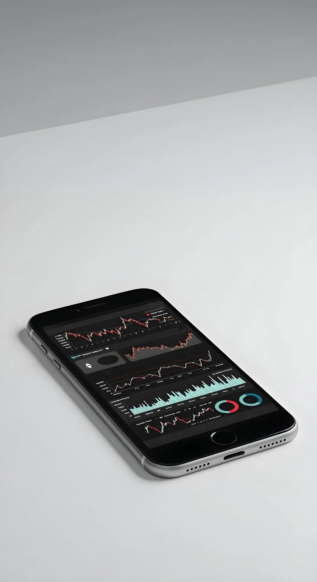 Chytrý telefon zobrazující grafy finančních dat